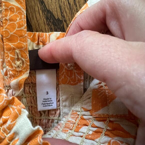 Tea Collection Girl's Smocked Orange Floral Flutter Sleeve Midi Dress - 3 - Picture 5 of 8